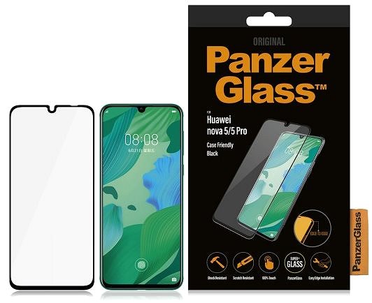 Glass Screen Protector PanzerGlass Edge-to-Edge for Huawei Nova 5/5 Pro Black Packaging/box