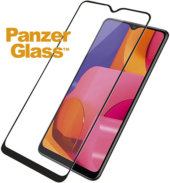 Üvegfólia PanzerGlass Edge-to-Edge Samsung Galaxy A20s készülékhez, fekete Képernyő