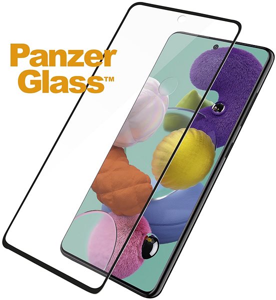Glass Screen Protector PanzerGlass Edge-to-Edge for Samsung Galaxy A51 Black Screen