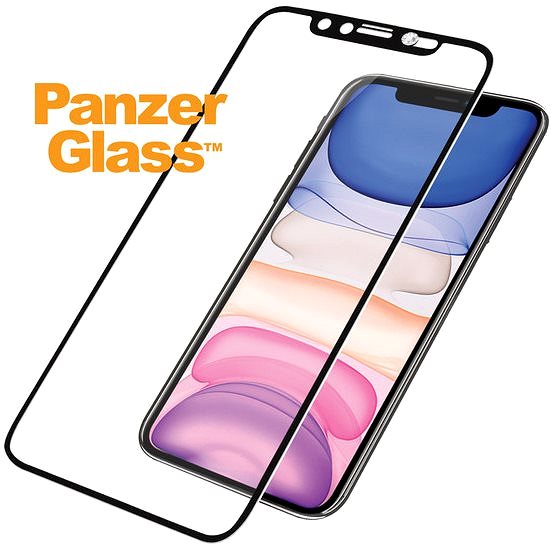 Glass Screen Protector PanzerGlass Edge-to-Edge for iPhone Xr/11, Black Swarovski CamSlider Screen
