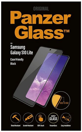 Üvegfólia PanzerGlass Edge-to-Edge Samsung Galaxy S10 Lite készülékhez - fekete Csomagolás/doboz