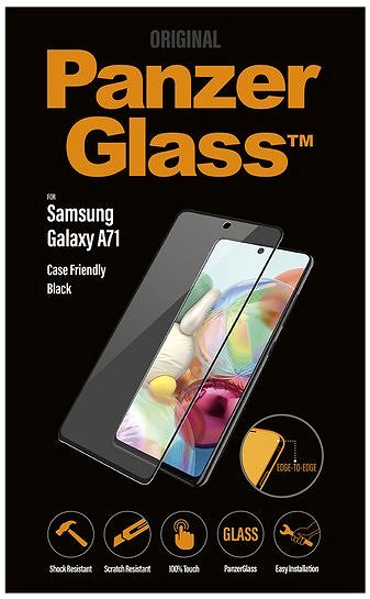 Üvegfólia PanzerGlass Edge-to-Edge Samsung Galaxy A71 készülékhez - fekete Csomagolás/doboz