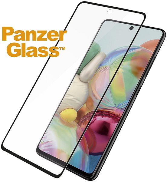 Glass Screen Protector PanzerGlass Edge-to-Edge for Samsung Galaxy A71, Black Screen