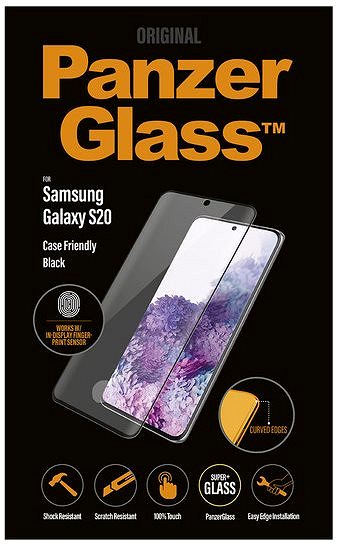 Glass Screen Protector PanzerGlass Premium for Samsung Galaxy S20, Black (FingerPrint) Packaging/box