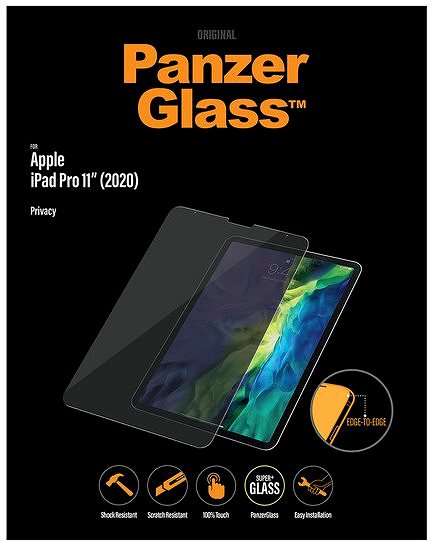 Glass Screen Protector PanzerGlass Edge-to-Edge Privacy Antibacterial for Apple iPad Pro 11