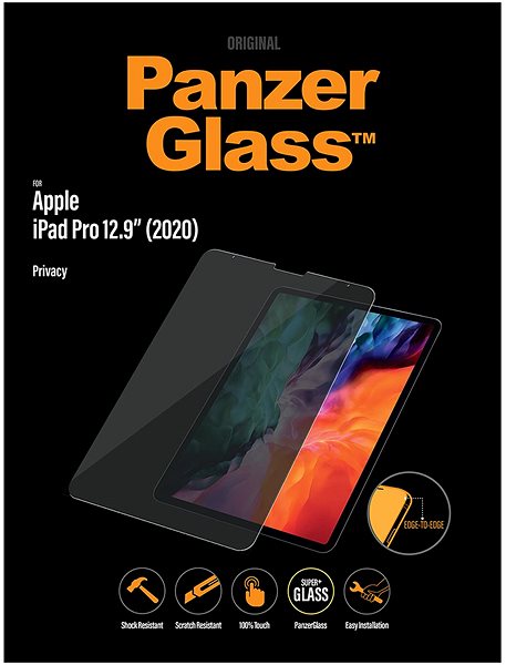 Glass Screen Protector PanzerGlass Edge-to-Edge Privacy Antibacterial for Apple iPad Pro 12.9
