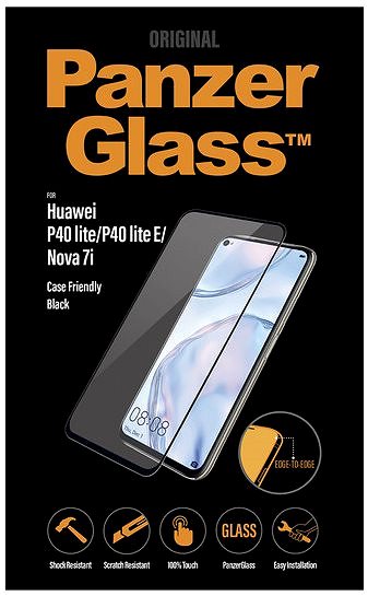 Glass Screen Protector PanzerGlass Edge-to-Edge for Huawei P40 lite/P40 lite E/Nova 7i, Black Packaging/box