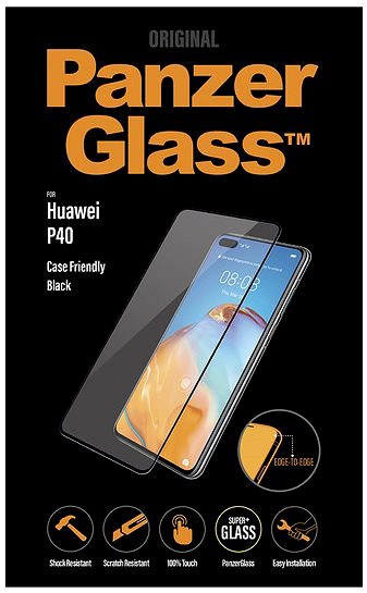 Glass Screen Protector PanzerGlass Edge-to-Edge for Huawei P40, Black Packaging/box