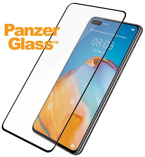 Glass Screen Protector PanzerGlass Edge-to-Edge for Huawei P40, Black Screen