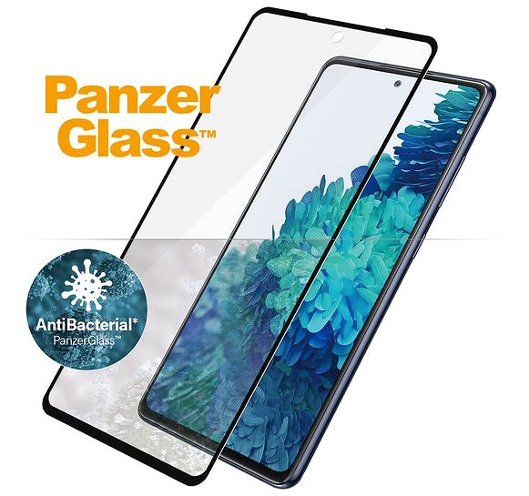 Glass Screen Protector PanzerGlass Edge-to-Edge Antibacterial for Samsung Galaxy S20 FE, Black Features/technology