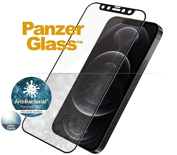 Üvegfólia PanzerGlass Edge-to-Edge Antibacterial Apple iPhone 12 / 12 Pro üvegfólia - fekete, Anti-Glare Jellemzők/technológia