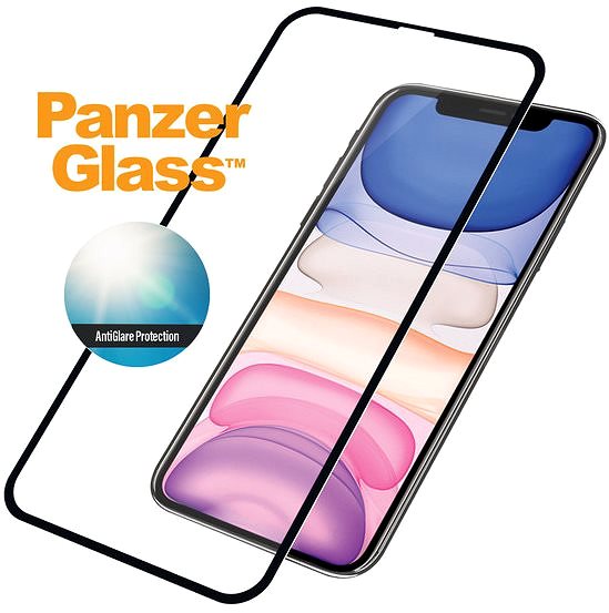 Glass Screen Protector PanzerGlass Edge-to-Edge for Apple iPhone Xr/11, Black, with Anti-Glare Coating Features/technology