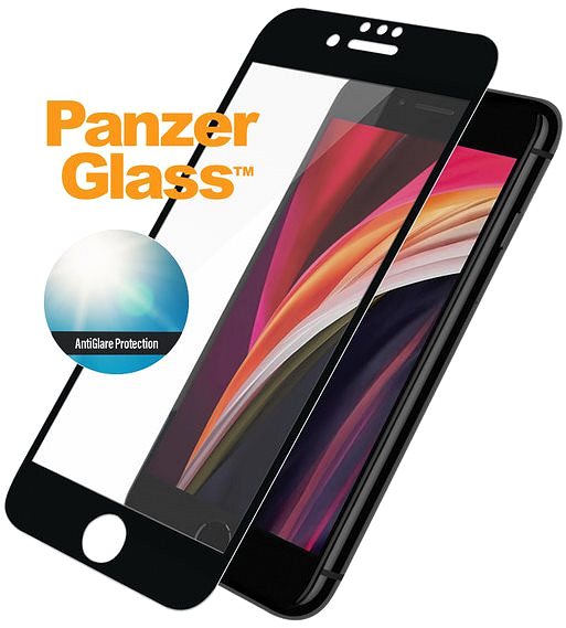 Glass Screen Protector PanzerGlass Edge-to-Edge for Apple iPhone 6/6s/7/8/SE 2020/SE 2022, Black, with Anti-Glare Coating Features/technology