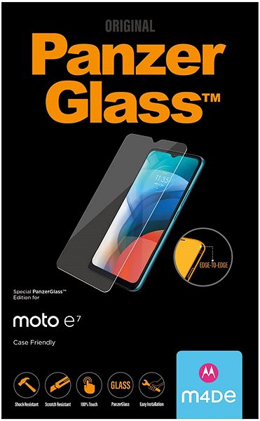 Glass Screen Protector PanzerGlass Edge-to-Edge for Motorola Moto E7 Black Packaging/box