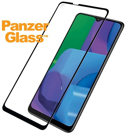 Üvegfólia PanzerGlass Edge-to-Edge Samsung Galaxy A21s készülékre, fekete Képernyő