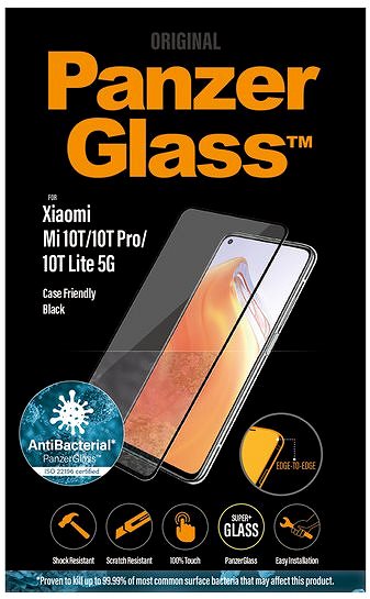 Glass Screen Protector PanzerGlass Edge-to-Edge Antibacterial for Xiaomi Mi 10T/10T Pro/10T Lite (5G) Black Packaging/box