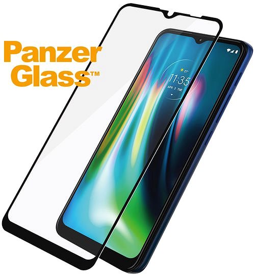 Glass Screen Protector PanzerGlass Edge-to-Edge for Motorola Moto E7 Plus/G9 Play Black Screen