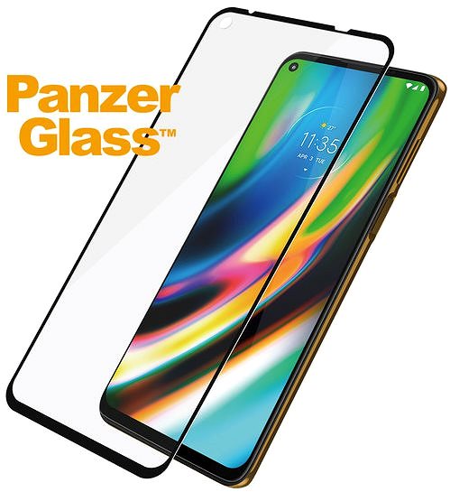 Glass Screen Protector PanzerGlass Edge-to-Edge for Motorola Moto G9 Plus Black Screen