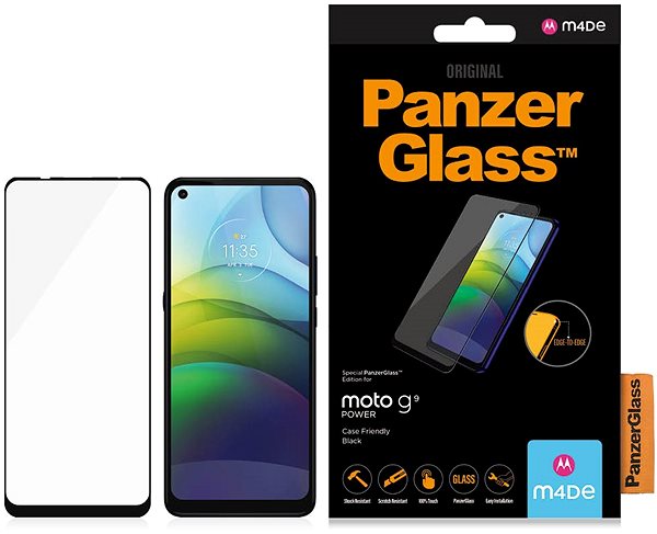 Glass Screen Protector PanzerGlass Edge-to-Edge for Motorola Moto G9 Power Black Packaging/box