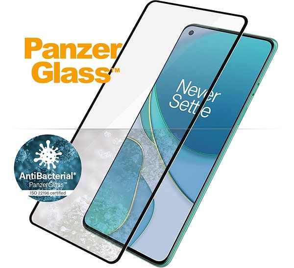 Glass Screen Protector PanzerGlass Edge-to-Edge Antibacterial for OnePlus 8T Black Features/technology