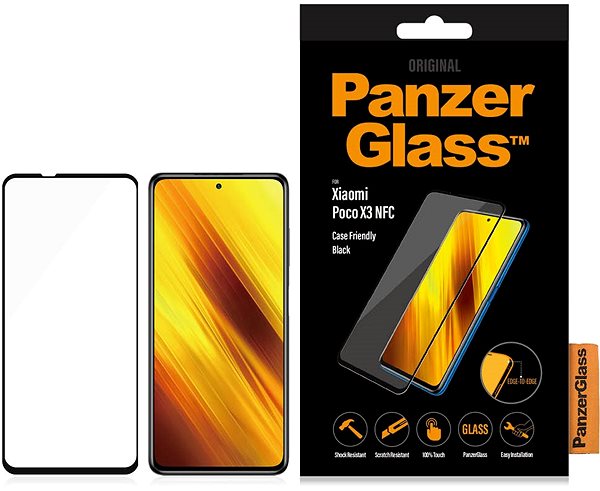 Glass Screen Protector PanzerGlass Edge-to-Edge for Xiaomi Poco X3 NFC Black Packaging/box