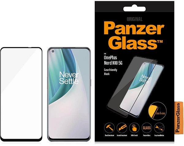 Glass Screen Protector PanzerGlass Edge-to-Edge for OnePlus Nord N10 5G Packaging/box
