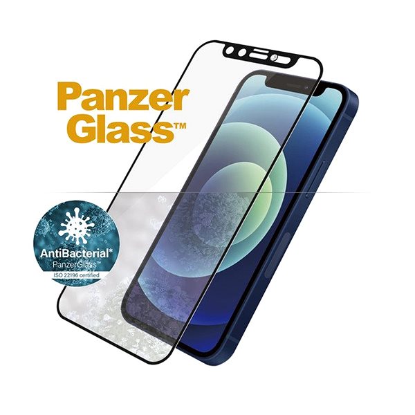 Glass Screen Protector PanzerGlass Edge-to-Edge Antibacterial for Apple iPhone 12 mini with Clear Swarovski CamSlider Features/technology