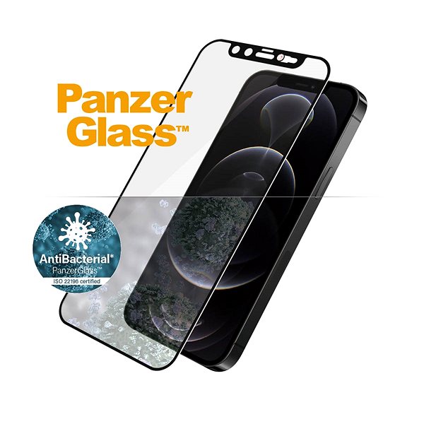 Ochranné sklo PanzerGlass Edge-to-Edge Antibacterial pro Apple iPhone 12/12 Pro s růžovým Swarovski CamSlider Vlastnosti/technologie