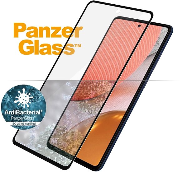 Ochranné sklo PanzerGlass Edge-to-Edge Antibacterial pre Samsung Galaxy A72 Vlastnosti/technológia