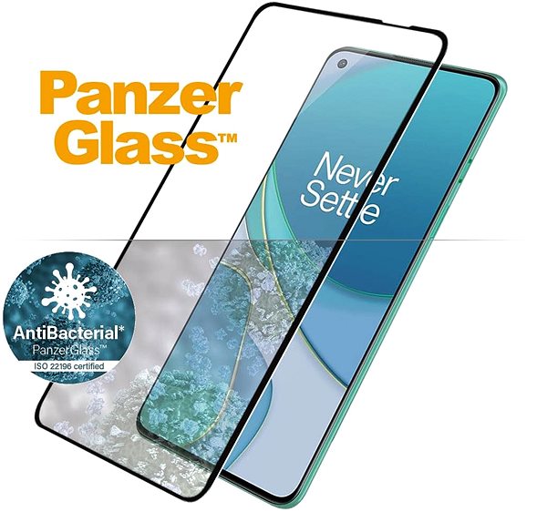 Glass Screen Protector PanzerGlass Edge-to-Edge Antibacterial for OnePlus 9 Features/technology