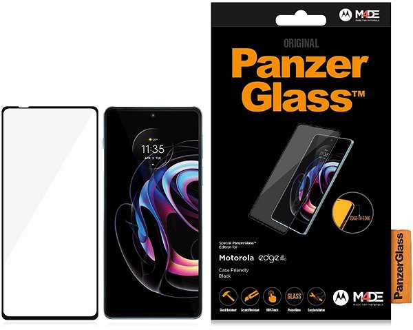 Glass Screen Protector PanzerGlass Edge-to-Edge Motorola Edge 20 Pro Packaging/box