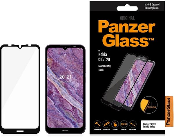Glass Screen Protector PanzerGlass Edge-to-Edge Nokia C10/C20 Packaging/box