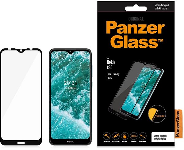 Glass Screen Protector PanzerGlass Edge-to-Edge Nokia C30 Packaging/box