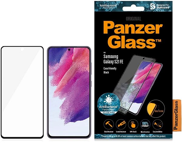 Schutzglas PanzerGlass Edge-to-Edge Samsung Galaxy S21 FE Verpackung/Box