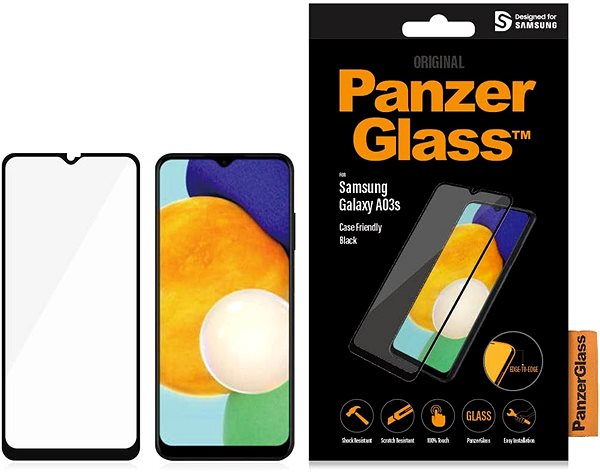Üvegfólia PanzerGlass Edge-to-Edge Samsung Galaxy A03s Csomagolás/doboz