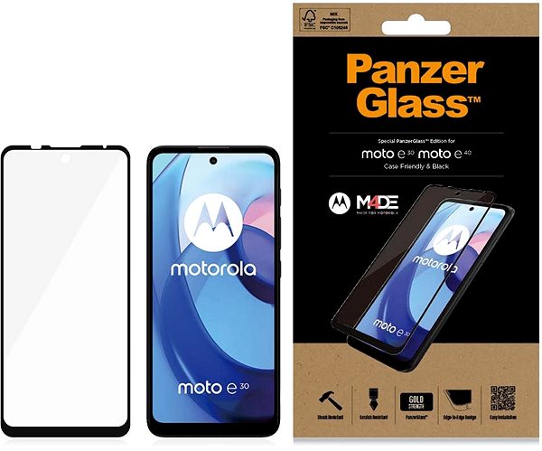 Schutzglas PanzerGlass für Motorola Moto e30 / e40 Verpackung/Box