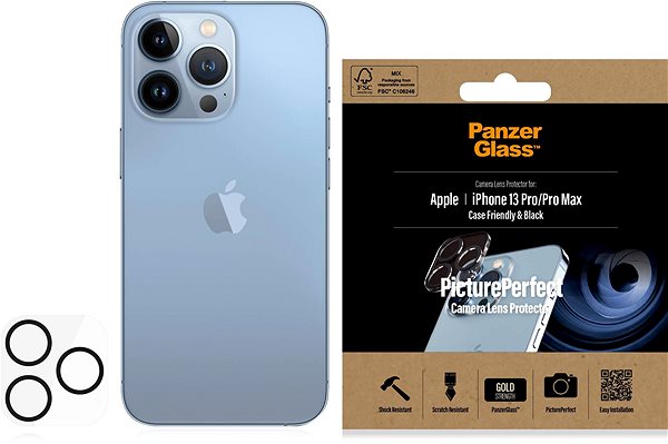 Üvegfólia PanzerGlass Camera Protector Apple iPhone 13 Pro/13 Pro Max Csomagolás/doboz
