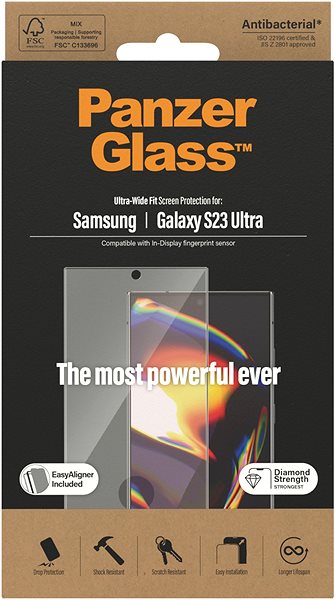 Ochranné sklo PanzerGlass Samsung Galaxy S23 Ultra (FingerPrint ready – okrajovo lepené s „bodom“ na odtlačok prsta) ...