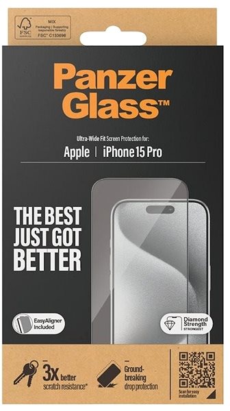 Üvegfólia PanzerGlass Apple iPhone 15 Pro üvegfólia + felhelyező keret ...