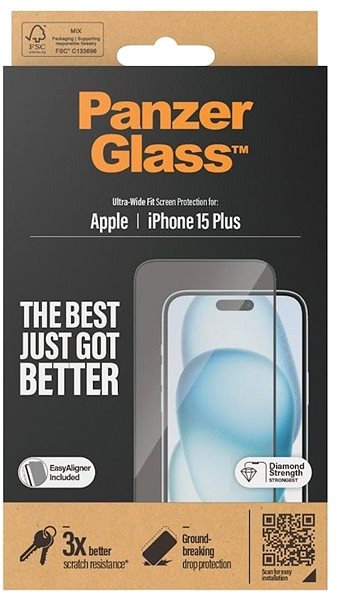 Ochranné sklo PanzerGlass Apple iPhone 15 Plus s inštalačným rámčekom ...