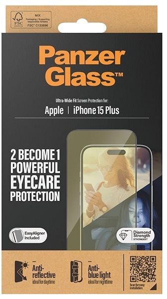 Schutzglas PanzerGlass Apple iPhone 15 Plus AntiRex & AntiBlue mit Einbaurahmen ...