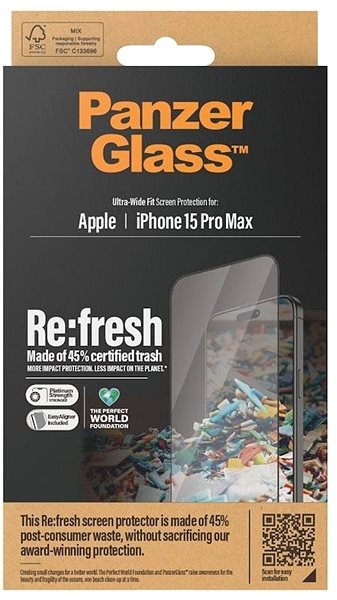 Ochranné sklo PanzerGlass Recycled Glass Apple iPhone 15 Pro Max s inštalačným rámčekom ...