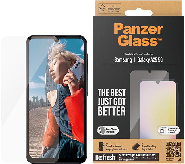 Glass Screen Protector PanzerGlass Samsung Galaxy A25 5G with installation frame ...