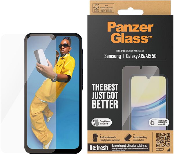 Glass Screen Protector PanzerGlass Samsung Galaxy A15/A15 5G with installation frame ...
