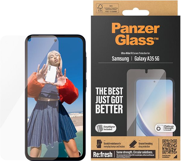 Glass Screen Protector PanzerGlass Samsung Galaxy A35 5G with installation frame ...