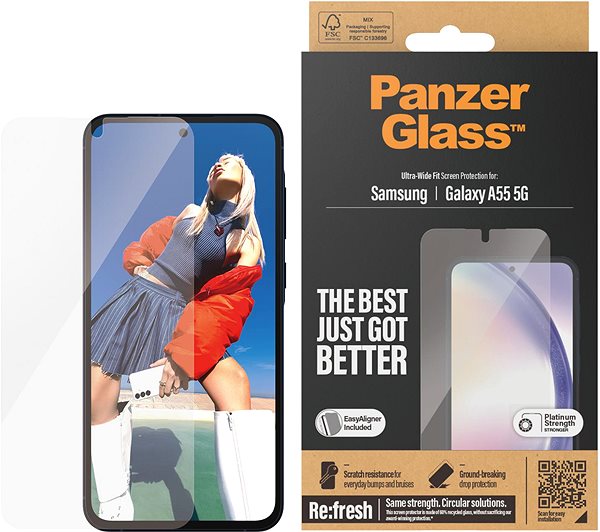 Glass Screen Protector PanzerGlass Samsung Galaxy A55 5G with installation frame ...