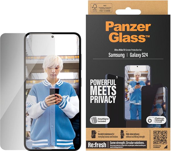 Üvegfólia PanzerGlass Privacy Samsung Galaxy S24 üvegfólia + felhelyező keret ...