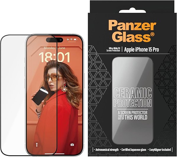 Glass Screen Protector PanzerGlass Ceramic Apple iPhone 15 Pro with installation frame ...