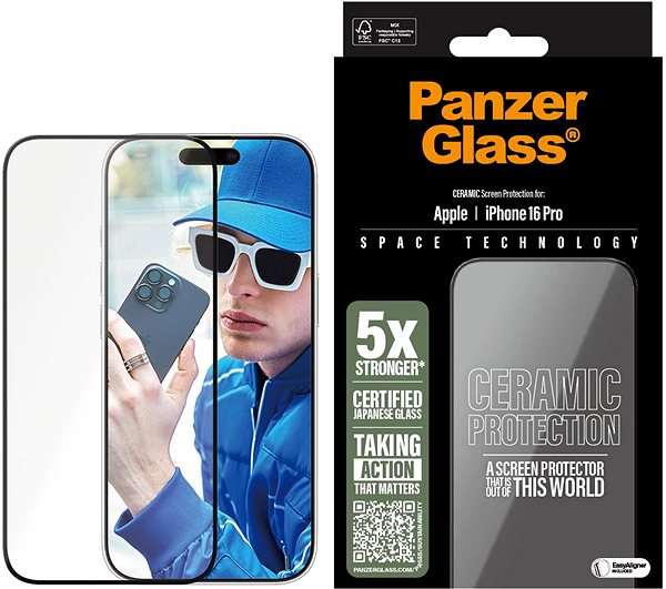 Glass Screen Protector PanzerGlass Ceramic Apple iPhone 16 Pro with installation frame ...