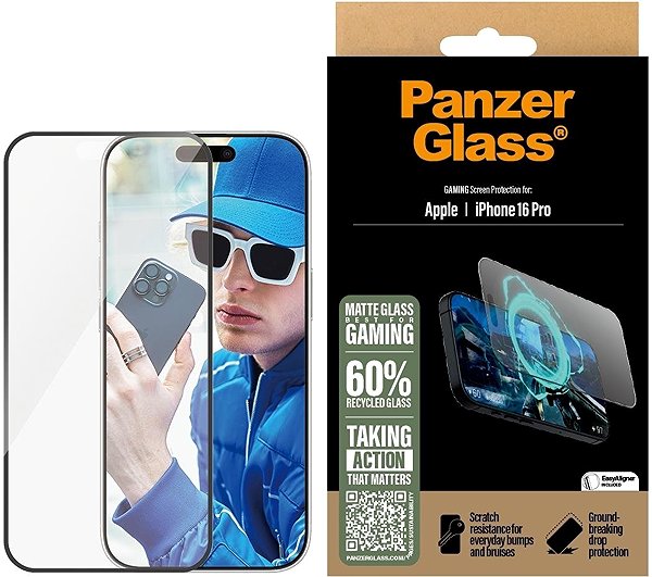 Glass Screen Protector PanzerGlass Gaming Apple iPhone 16 Pro with installation frame ...
